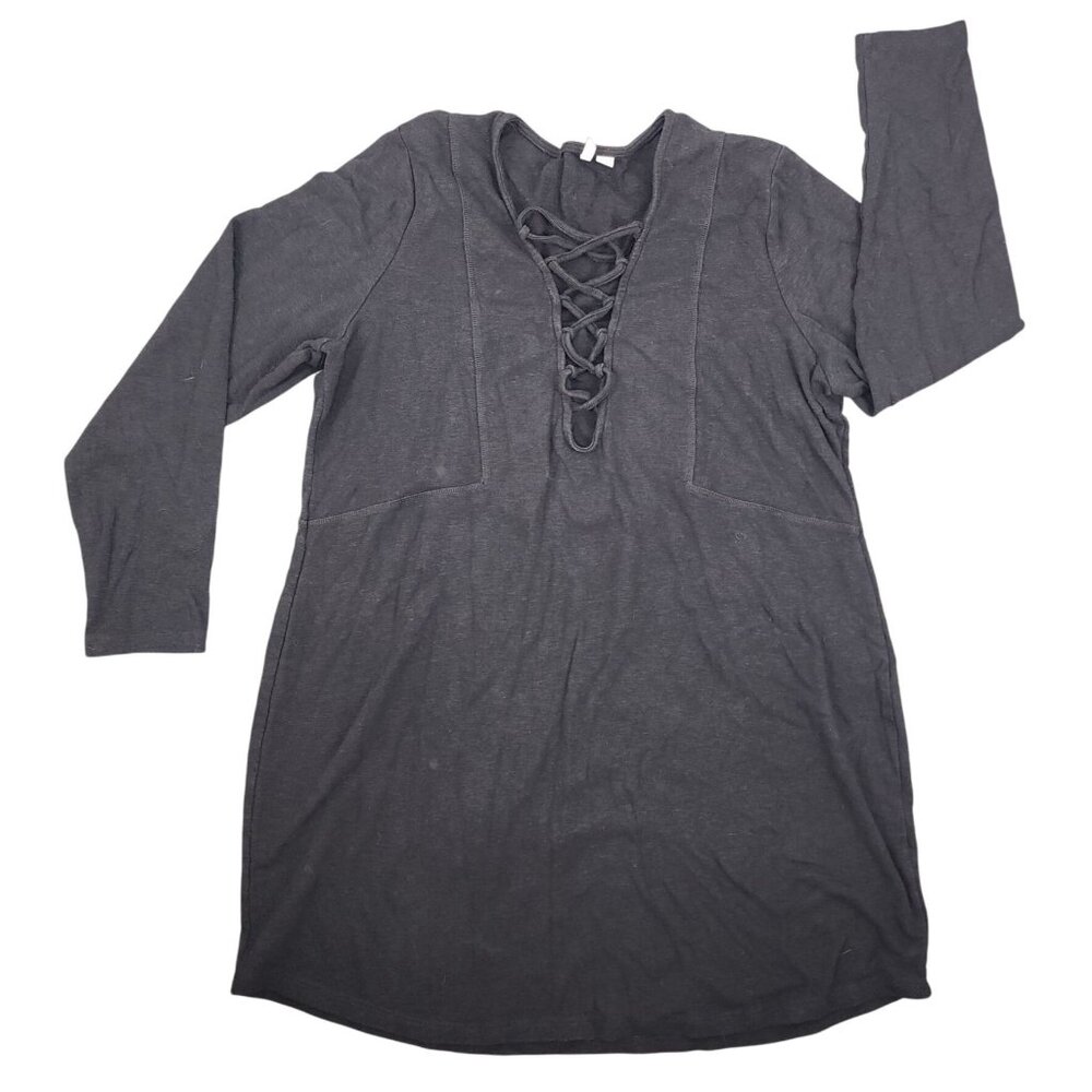 Women's Cato Black Long Sleeve Dress Lace Up at Bust 22/24 W Plus Size